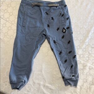 Volcom Kids Blue Sweatpants with Black Lightning Design